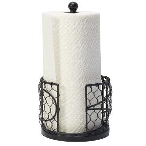 Gourmet Basics by Mikasa Farmer's Market Paper Towel Holder, 12.75-Inch, Black - 1 of 4