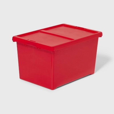 Hyper Tough - 40 Gallon Snap Lid Plastic Storage Bin, Black Base/Red Lid, Set of 3