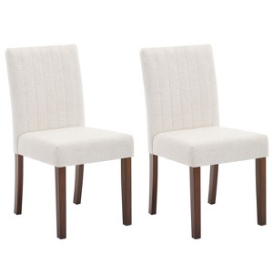 Dining Chairs Set of 2 Upholstered Stripes Tufted Dining Chair with Wood Legs Kitchen Chairs with Padded High Back Adjustable Foot Dining Room Chairs - 1 of 4