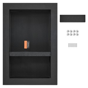 VEVOR Shower Niche Ready for Tile 16" x 24", Double Shelf Organizer, Square Corners Wall-inserted Niche Recessed, Sealed Protection Modern, Black - 1 of 4