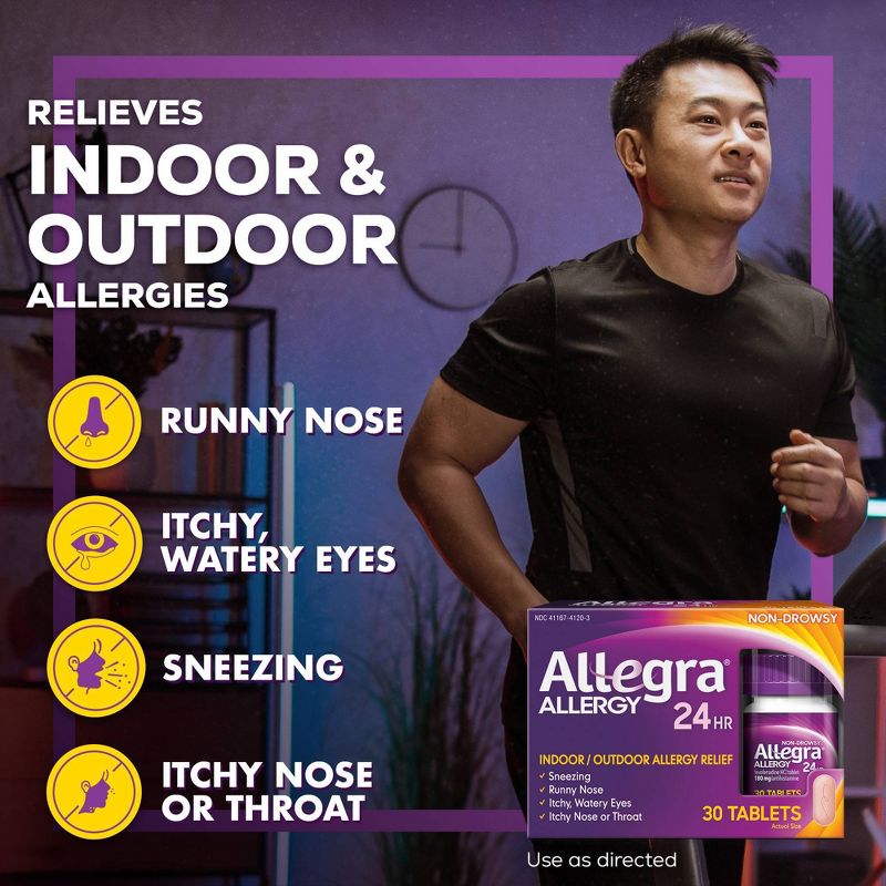 Allegra 24 Hour Allergy Relief Tablets - Fexofenadine Hydrochloride, 4 of 10