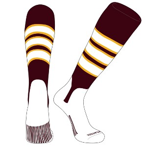 PEAR SOX OTC Baseball Softball Stirrup Socks (C, 5in) Maroon, Gold, White - 1 of 3