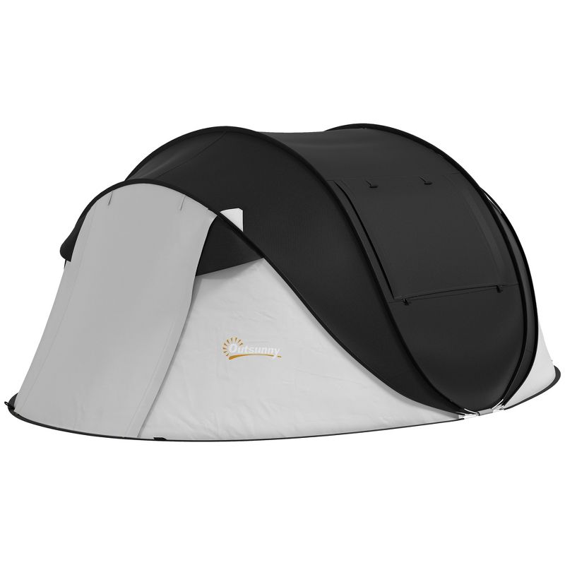 Outsunny Pop Up Tent with Porch and Carry Bag, 3000mm Waterproof, for 2-3 People, Black, (Poles Included), 4 of 7