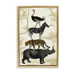 Stupell Industries Tower of Safari Animals Floating Frame Canvas Art - 1 of 4