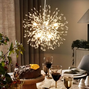 Rennnsan Finwyn 15"W 8-Light Sputnik Dandelion Crystal Modern Glam Dimmable Chandelier in Gold & Silver - 1 of 4