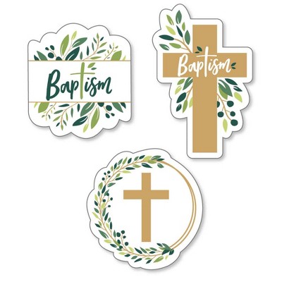 Big Dot of Happiness Baptism Elegant Cross - DIY Shaped Religious Party Cut-Outs - 24 Count