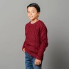 Hope & Henry Boys' Organic Long Sleeve Raglan Fisherman Cable Sweater, Oxblood Fisherman, Small - 2 of 4