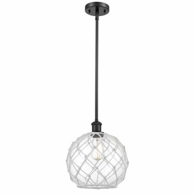 Farmhouse Rope - 1 Light Stem Hung Mini Pendant In Industrial Style-13 Inches Tall and 10 Inches Wide