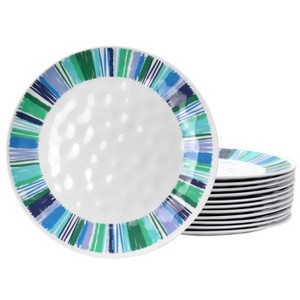 Gibson Home Tropical Sway Orleans 12 Piece 9 Inch Melamine Dessert Plate Set in Blue - 1 of 4
