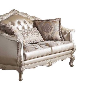 Chantelle 63'' Rose Gold Faux Leather Loveseat with Pillows