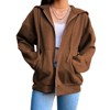 Coolmee Women's Fleece Lined Zip Up Hoodies Casual Hooded Jacket Workout Full Zip Sweatshirts with Pocket - 2 of 4