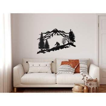 Sussexhome Skier Metal Wall Decor for Home and Outside - Wall-Mounted Geometric Wall Art Decor - Drop Shadow 3D Effect Wall Decoration
