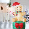 Itopfox 6 Foot Christmas Inflatable Gingerbread Man with Giant Gift Box Built in LED Lights Outdoor Holiday Yard Decoration 1 Piece - 2 of 4
