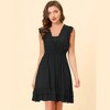 Allegra K Women's Sleeveless V Neck Lace Trim Smocked Waist Ruffled Dress - 2 of 4