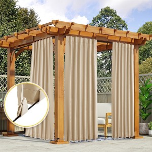 NICETOWN Outdoor Blackout Curtains Low-Density Top & Bottom Design - 1 of 4