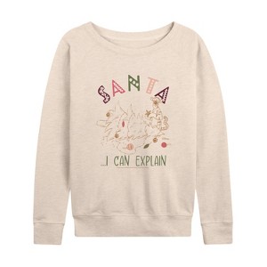 Women's - Winnie the Pooh - Christmas Tigger - Santa, I Can Explain Lightweight French Terry Wide Neck Long Sleeve Shirt - 1 of 4