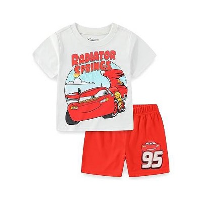 Disney Cars Lightning McQueen Boys 2 Piece Short Sleeve T-Shirt and Shorts Set for Toddlers