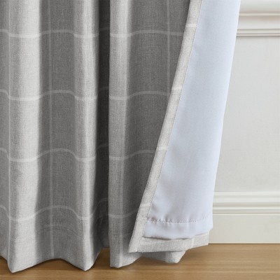 Sawyer Gray Linen-Textured Blackout Window Curtain Panel