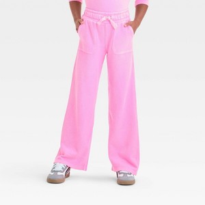 Girls' Pull-On Wide Leg Terry Pants - Cat & Jack™ - 1 of 3