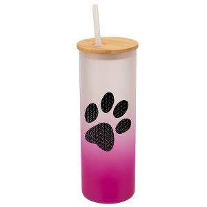 Elanze Designs Duo Diamond Puppy Dog Pawprint Wrap-Around Design 25 Ounce Frosted Gradient Glass On-The-Go Coffee Travel Skinny Tumbler Mug Cup, - 1 of 1