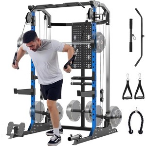 Multi-Function Power Cage 2000LB Capacity With Dual Independent Pulley System+Adjustable Cable Crossover for Home Gym&Garage Workouts - 1 of 4