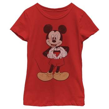 Girl's Disney Mickey Mouse Heart Distressed T-Shirt