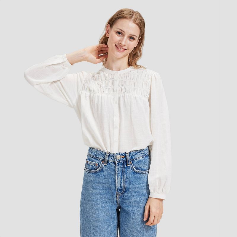 Women's Long Sleeve Button-Down Shirt - Universal Thread™ Ivory XS