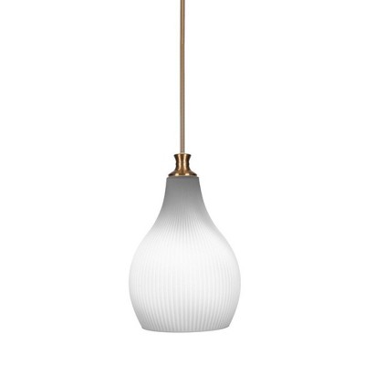 Toltec Lighting Carina 1 - Light Pendant in  New Aged Brass with 12.25" Opal Frosted Shade