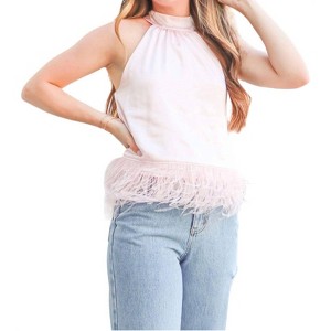 Women's Feather Trim Top - 2.7 AUGUST APPAREL - 1 of 4