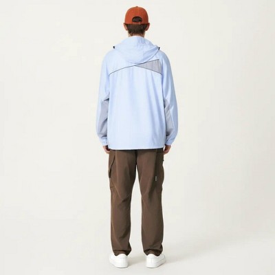 Alilang Men's Lightweight Windbreaker Jacket with Hood Full Zip Closure Panel Detail and Elastic Cuff Design - Medium, Light Blue — фото 3