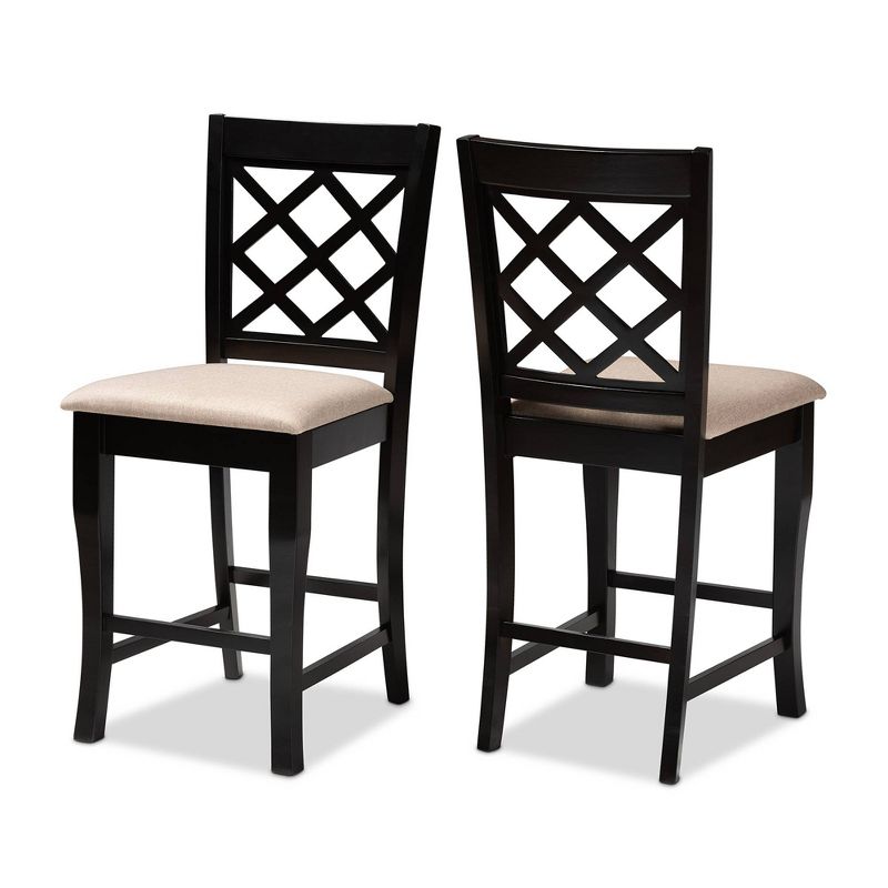 Set of 2 Alora Upholstered Wood Counter Height Barstools - Baxton Studio, 1 of 10