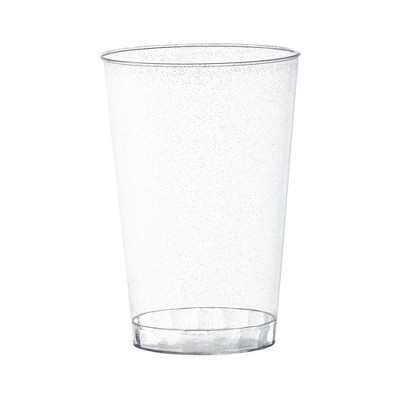 Smarty Had A Party 12 oz. Clear w/ Silver Glitter Round Plastic Tumblers - 240 pcs