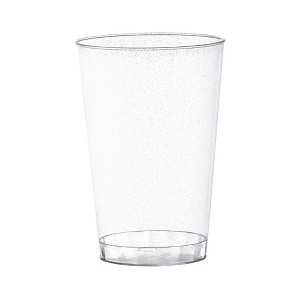 Smarty Had A Party 12 oz. Clear w/ Silver Glitter Round Plastic Tumblers - 240 pcs - 1 of 4