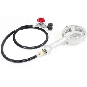 GasOne High Pressure Cast-Iron Burner Head with Brass Fitting Orifice with 0-20 Psi High Pressure Regulator & Hose Complete Kit - 1 of 4