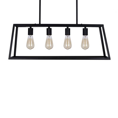 Matte Black Industrial Cage 30" Pendant Light with LED Bulbs
