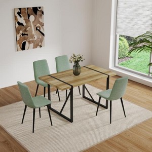 FURNIinspire Dining Tables 55" Modern Dining Table Set For 4, Rectangular Solid Wood Dining Table Metal Base And Legs, Suitable for Dining Room - 1 of 4