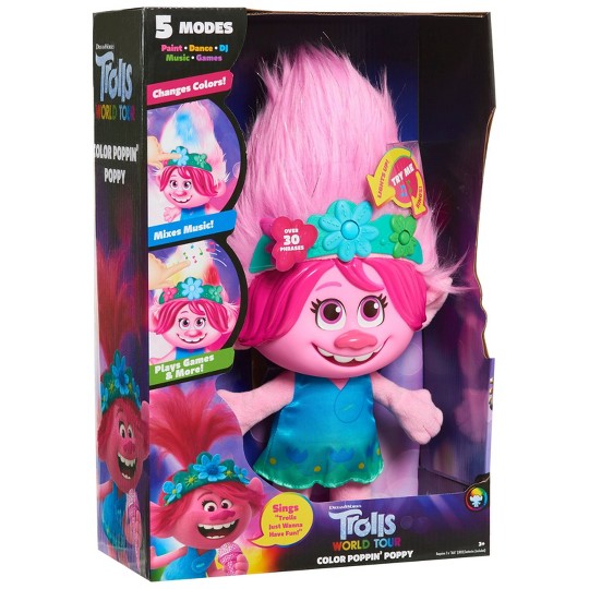 Buy Trolls World Tour Color Poppin' Poppy Plush Fashion Doll for USD 29 ...
