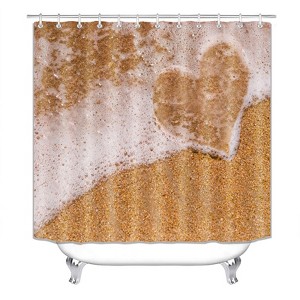 Summer Beach And Heart Shower Curtains for Bathroom Waterproof Fabric Bath Curtain Durable Soft Stylish Bathroom Decor 72x72 Inch - 1 of 1
