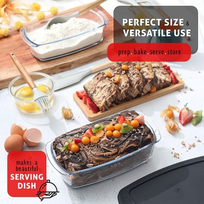 Black Rectangular Glass Food Storage Containers with Lids, Set of 6