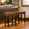 PAGED Saddle Bar Stools Set of 2, Modern Wooden Faux Leather Counter Height Bar Chair with Nailhead Trim for Bar, Kitchen, Dining Room - 2 of 4