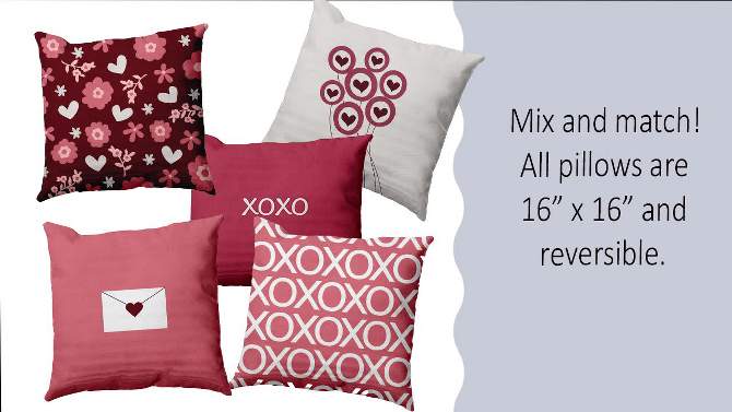 16"x16" Love Letter Valentines Square Throw Pillow - e by design, 2 of 6, play video