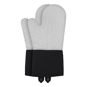 REGALWOVEN Soft Silicone and Cotton Oven Mitts Heat-Resistant Cooking Gloves Gripping for Baking, Kitchen Mitts Set of 2 - 1 of 4