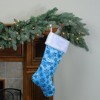 Northlight 20.5" Ice Palace Blue Sequin Snowflake Christmas Stocking with White Faux Fur Cuff - image 2 of 4