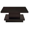 Vynxaria Cappuccino Square Coffee Table, Solid Stand + Pedestal Base, Built-In Shelf (Display Space), Spacious Tabletop for Essentials - 2 of 4