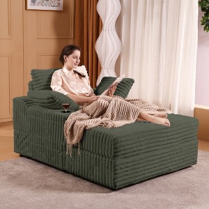 56" Oversized Chaise Lounge Chair with Storage Ottoman, Comfy Corduroy Sofa Bed, Indoor Upholstered Sleeper Sofa for Living Room, Movie Room, Bedroom - 1 of 4