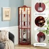Curio Cabinet With Light,Traditional Style Corner Curio Cabinet With Glass Doors And Shelves, 70 Inch High Curio Cabinet-Cuddlewood - 3 of 4