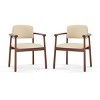 Modern Armrest PU Upholstered Dining Chair Set of 2 with Walnut Rubberwood Frame for Dining Room or Home Office-Baofuwish - 3 of 4