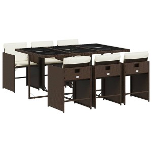 vidaXL 5 Piece Patio Dining Set with Cushions Poly Rattan - 1 of 4