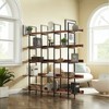 Vintage 5 Tier Industrial Bookshelves w/Metal Frame 70.8in Wide Ladder Shelf, MDF Board Industrial Style Bookcase for Bedroom Living Room, Brown - 3 of 4