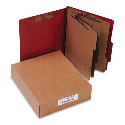 Acco Pressboard 20-Pt Classification Folders Letter 8-Section Earth Red 10/Box 15038